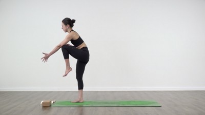 Knee to triceps yoga position